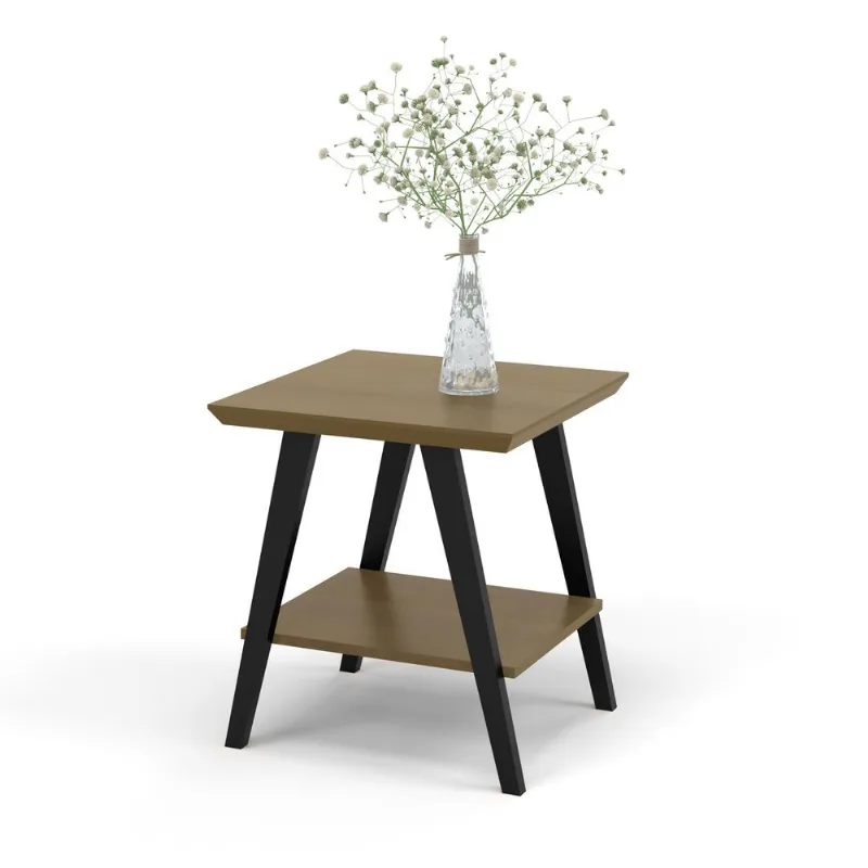 Mesa Lateral Davi Freijo com pés em madeira Preto