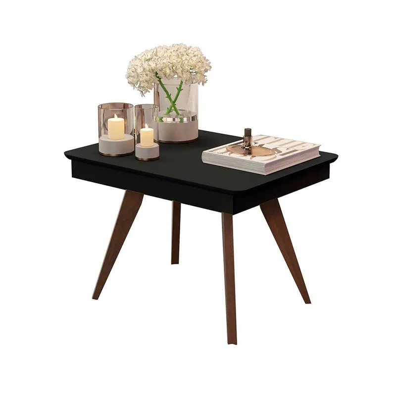 Mesa de Centro Classic Pés de Eucalipto Maciço Preto Móveis Decor