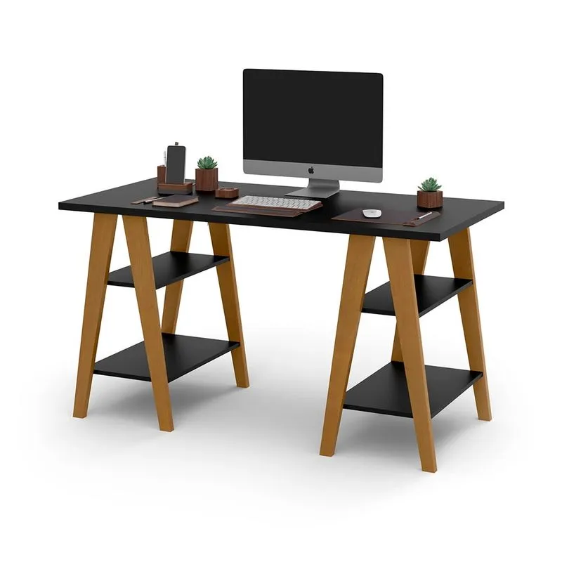 Escrivaninha Notebook Escritório Quarto Mesa Computador Estudo Home Office Cavalete - Preto
