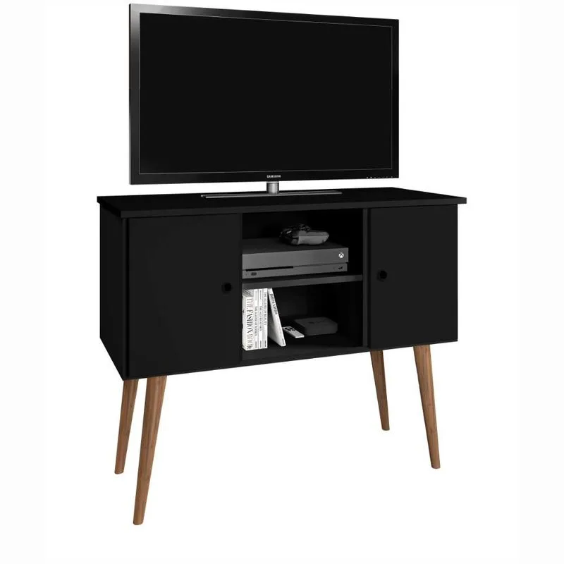 Rack Viena 0.90 Preto 2 Portas Romar Móveis Sala