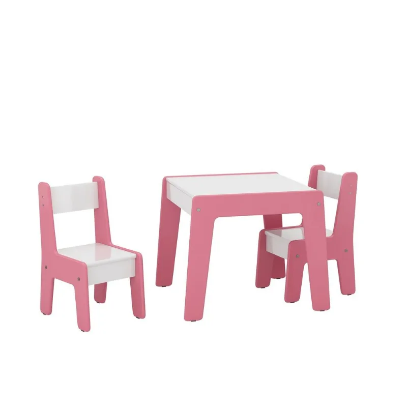 Conjunto de Mesa Infantil com 2 cadeiras Diana Branco/Rosa