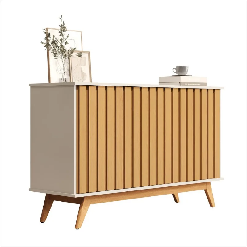 Balcao Buffet 3 portas Ripado 1,36 Juçara Off White Nature
