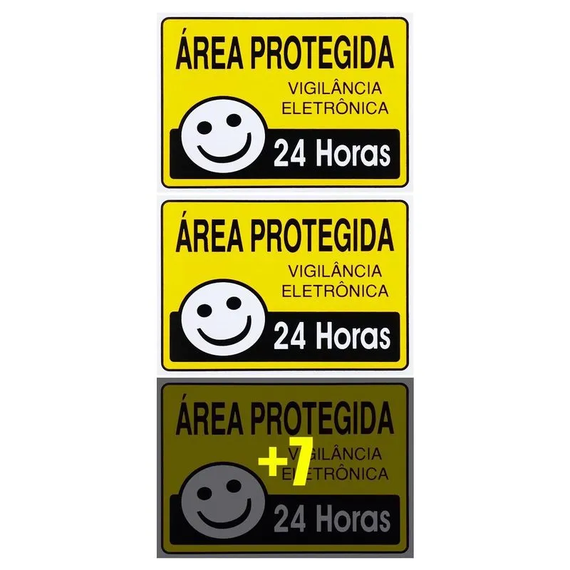 Combo 10 Placas Área Protegida 24 Horas 15x20 - S-224 F9e