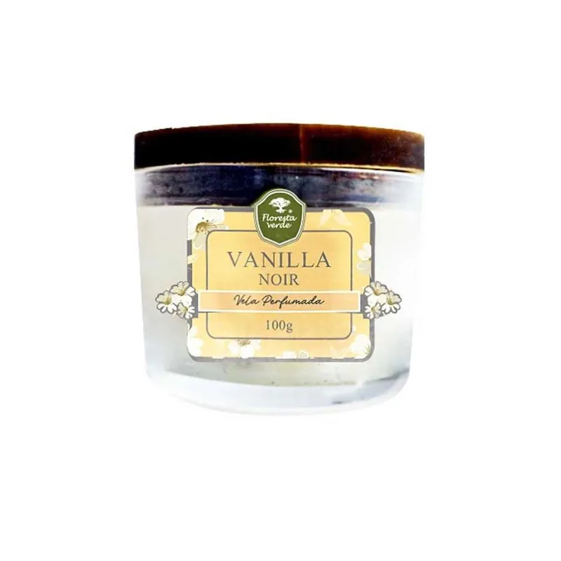 Vela Copo com Tampa de Madeira Floresta Verde Vanilha 100g