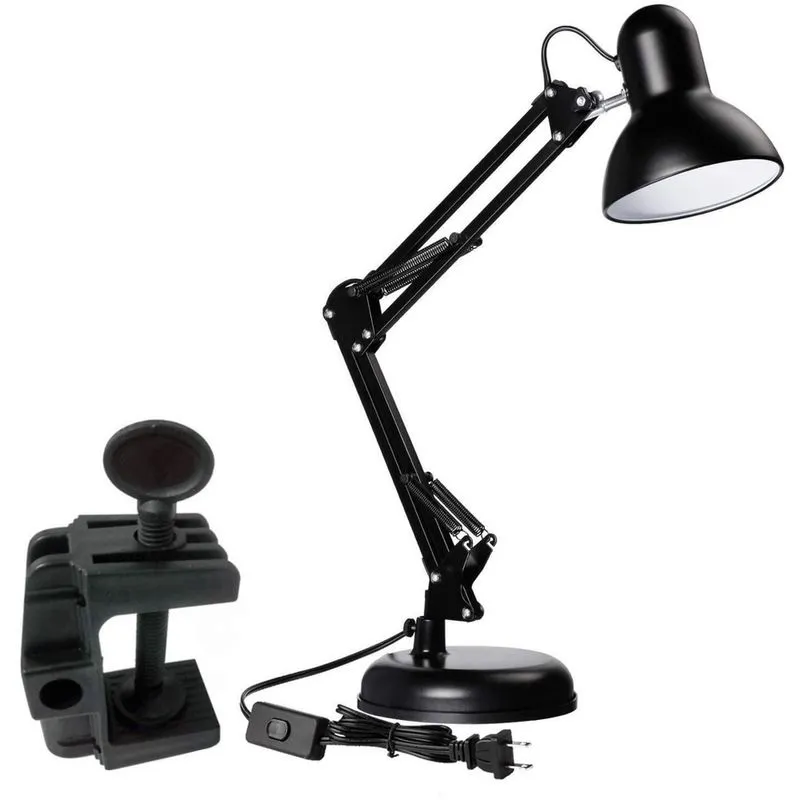 Luminária Garra + Base Mesa Articulável Leitura Desenho Preto