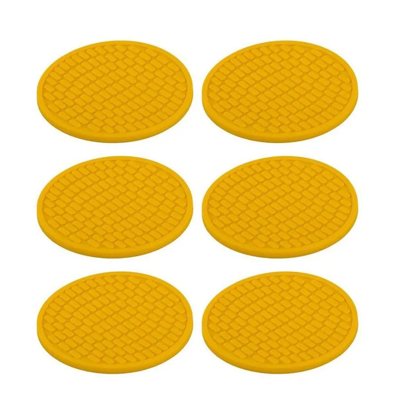 Porta Copos Relevo Oblongos Apoio Tapete 6 Unidades Amarelo