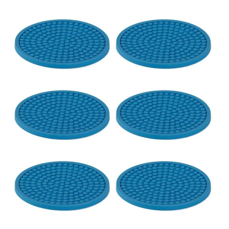 Kit Porta Copos Liso Sem Logo Emborrachado 6 Unidades Azul
