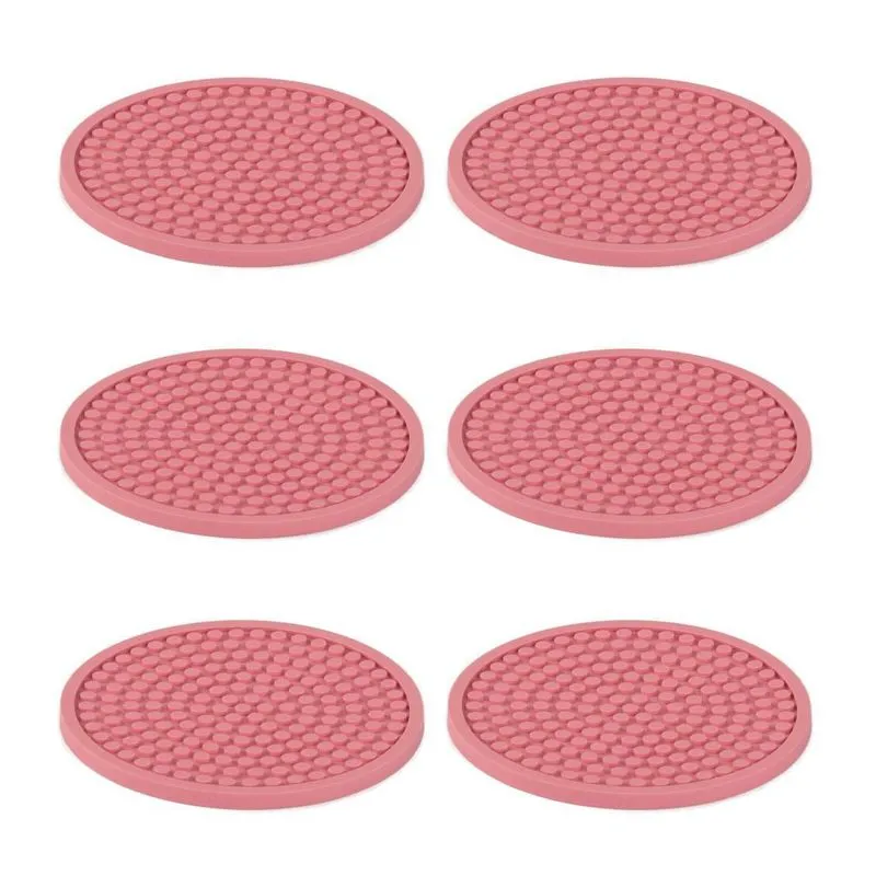 Kit Porta Copos Liso Sem Logo Emborrachado 6 Unidades Rosa