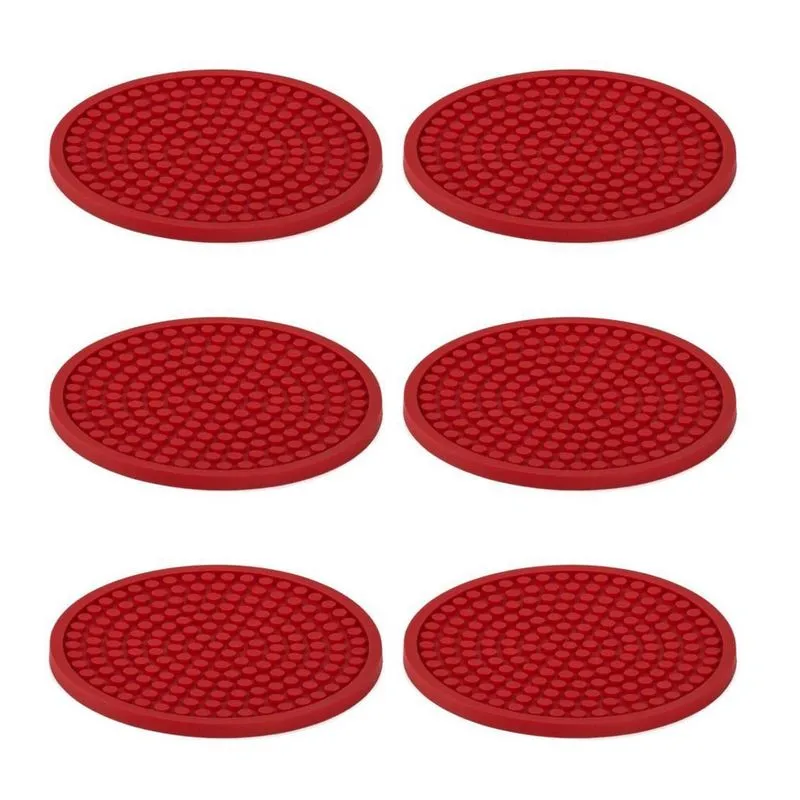 Kit Porta Copos Liso Sem Logo Emborrachado 6 Und Vermleho