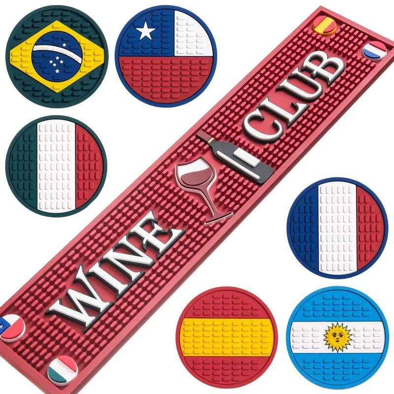 Kit Bar Clube Do Vinho Vermelho Escarlate + 6 Cup Bandeiras