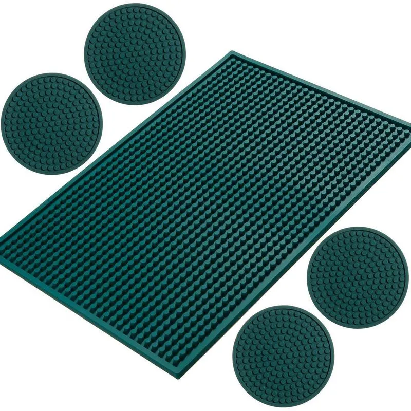 Kit Bar Mat Porta Copos 45 X 30 + 4 Bolacha Chopp Verde