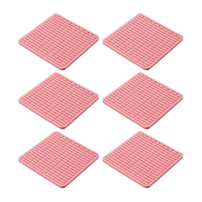 Porta Copos Quadrado Apoio Tapete Escorredor 6 Un Rosa