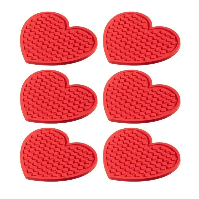 Kit 6 Porta Copos Coração Decoração Romântico Mimos Vermelho
