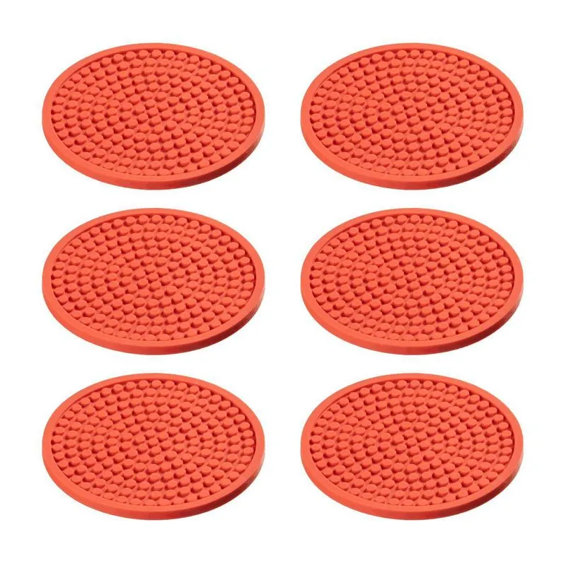 Kit Porta Copos Liso Sem Logo Emborrachado 6 Und Laranja