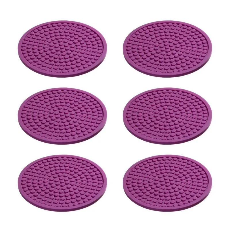 Kit Porta Copos Liso Sem Logo Emborrachado 6 Unidades Lilás