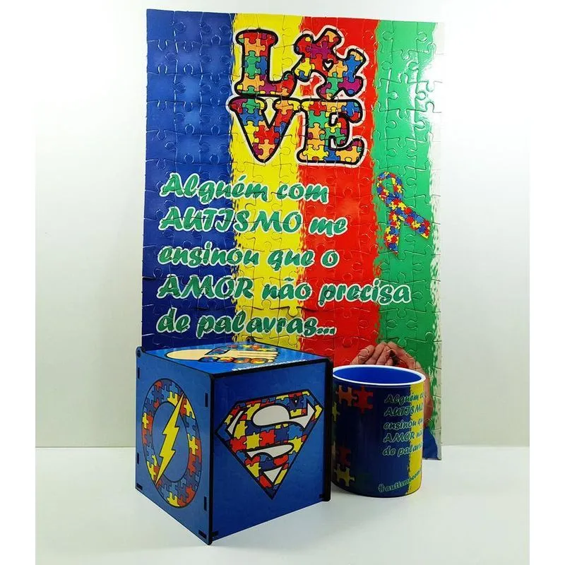 Coleção Tea E Amor Kit Quebra-Cabeça E Caneca Para Autistas