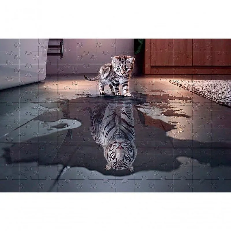 Quebra-cabeça Gatinho Na Poça 120 Peças