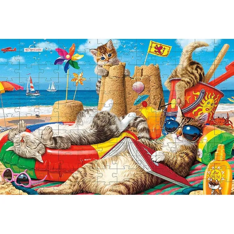 Quebra-cabeça Gatinhos Na Praia 120 Peças