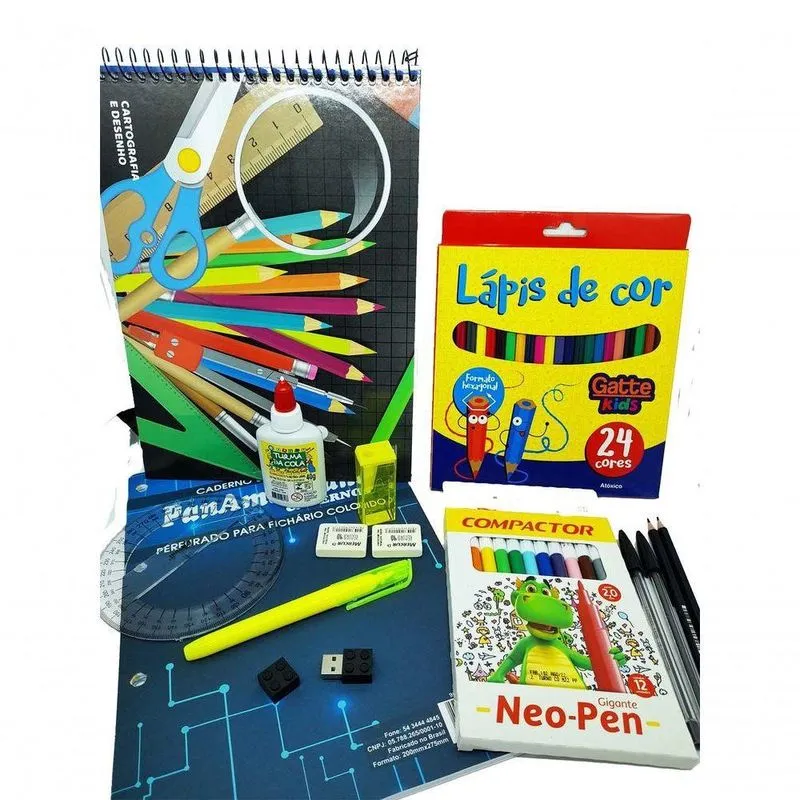 Kit Lista De Material Escolar 2023 Completo Com Pendrive 8 Gb