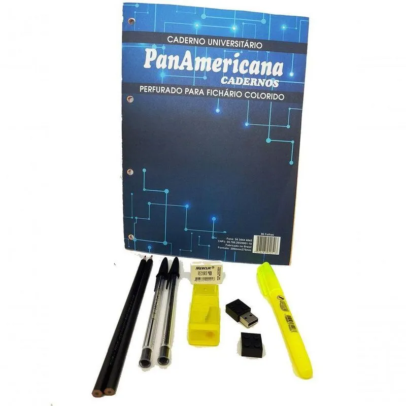 Kit Básico Volta As Aulas Material Escolar Com Pendrive 8 Exclusivo