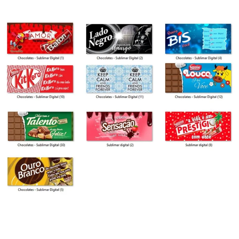 Kit Impressão Sublimática Faça Você Mesmo Tema Chocolates