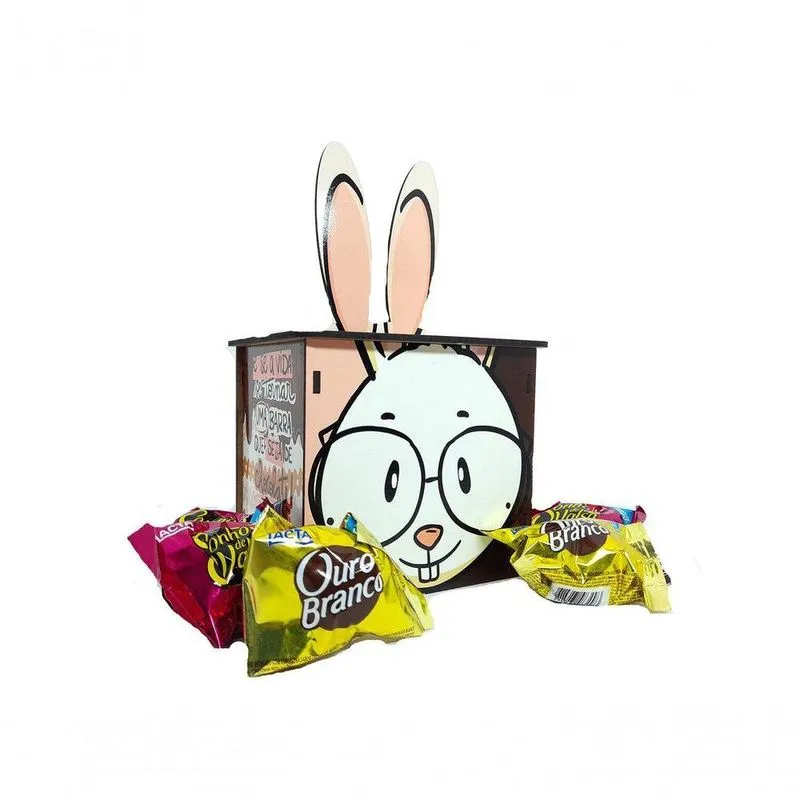Caixa Coelho Da Páscoa Orelhudo Com Bombons