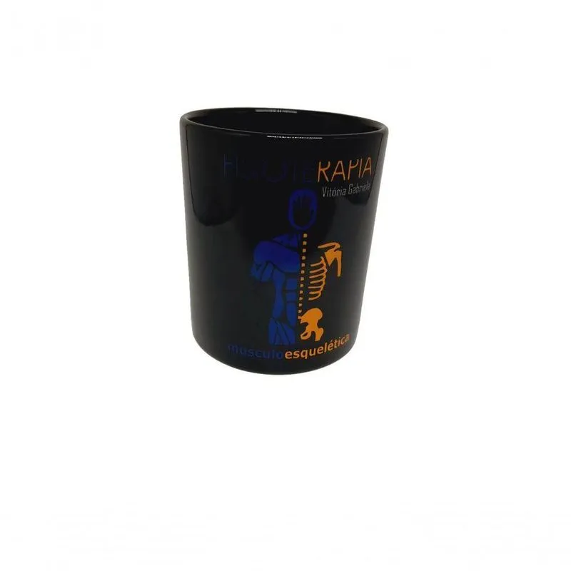 Caneca Preta Fisioterapia + Chaveiro