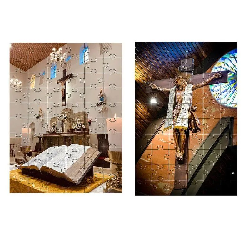 Kit 2 Quebra-cabeça Cognitivo Arte Sacra Religiosa 40 Peças