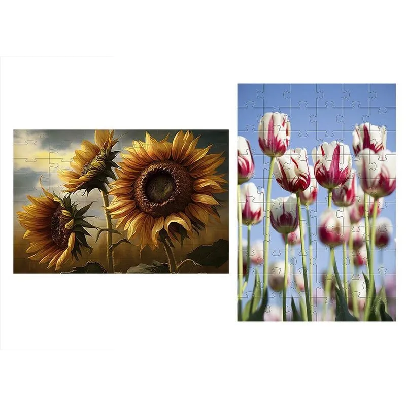 Kit 2 Quebra-Cabeças Atividades Mente Belas Flores 40 Peças