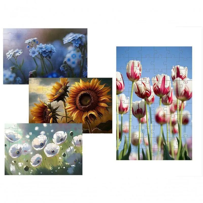 Kit 4 Quebra-cabeças Atividades Para Mente As Flores 60 Peças Quantidade De Peças:24 Peças
