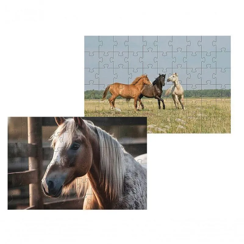 Kit 2 Quebra-cabeças Atividades Cognitivas Para Mente Belos Cavalos 60 Peças Quantidade 40 Peças