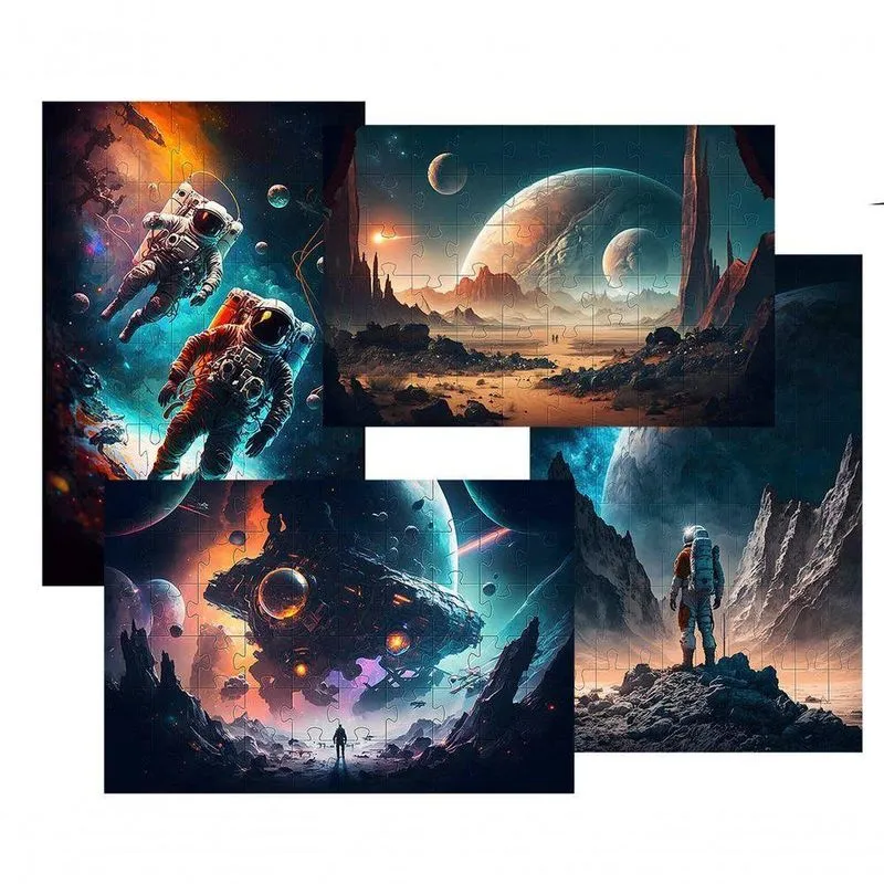 Kit 4 Quebra-cabeças Cognitivos Artes Do Espaço De 40 Peças