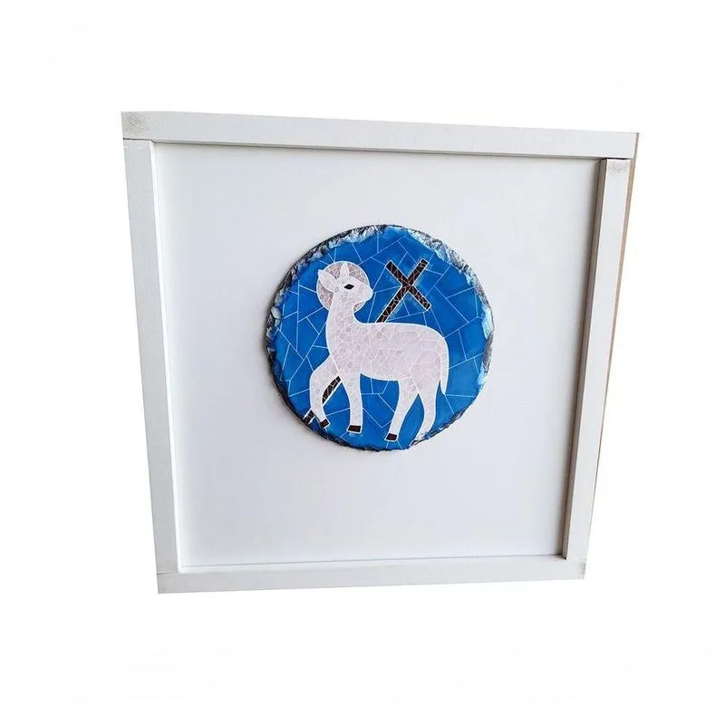 Tabernáculo Sacrário De Mesa Mdf Branco Exclusivo 26 X 26 Cm Com Pedra Decorativa