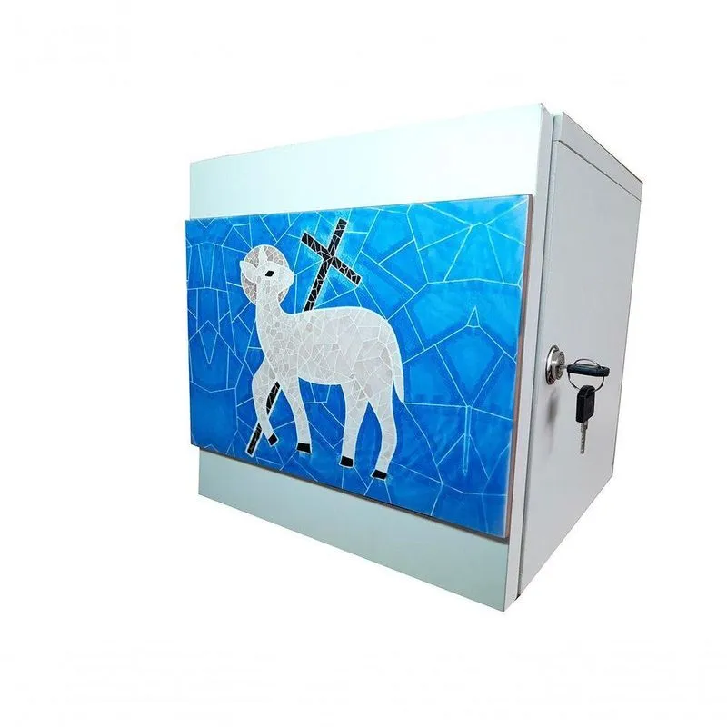 Exclusivo Sacrário Mdf Branco Com Arte Cordeiro De Deus