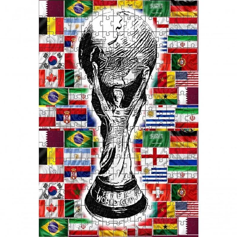 Puzzle Taça Copa Do Mundo Colorida Em Mdf De 300 Peças