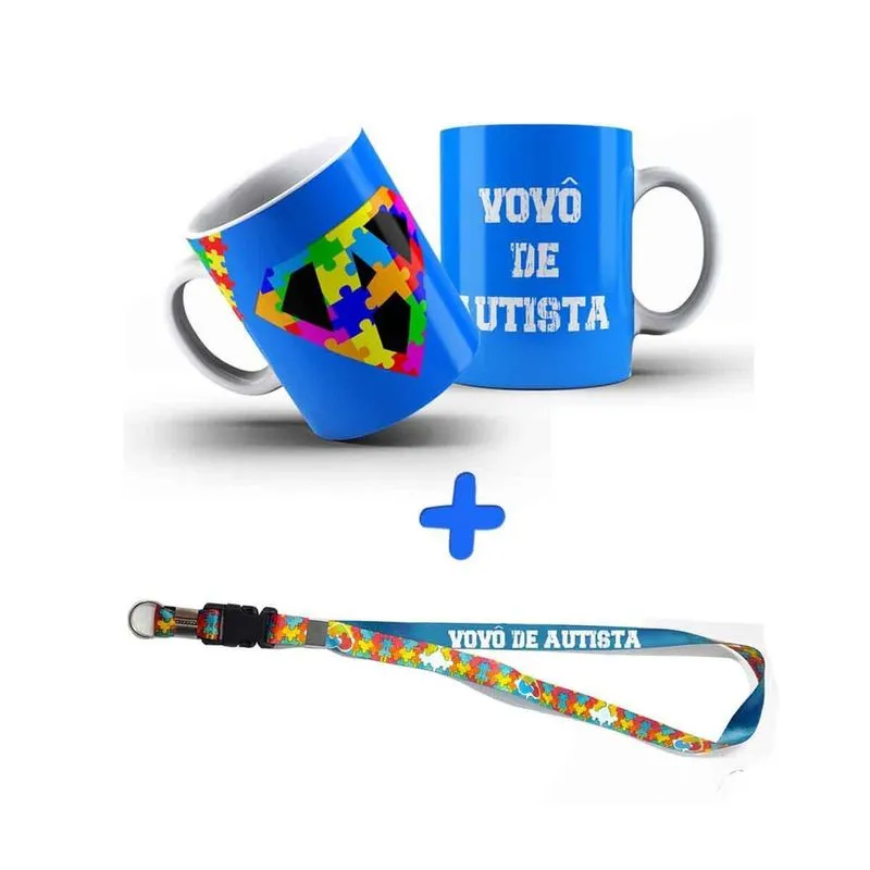 Kit Presente Vovô de Autista c/ Caneca + Chaveiro 325ml