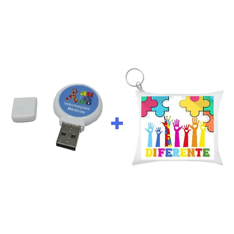 Pendrive Tea Autista + Chaveiro 4gb