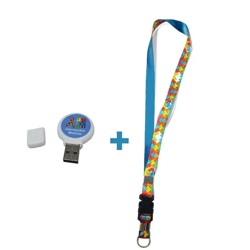 Kit Cordão De Identificação Para Autistas E Pendrive Informativo Tea