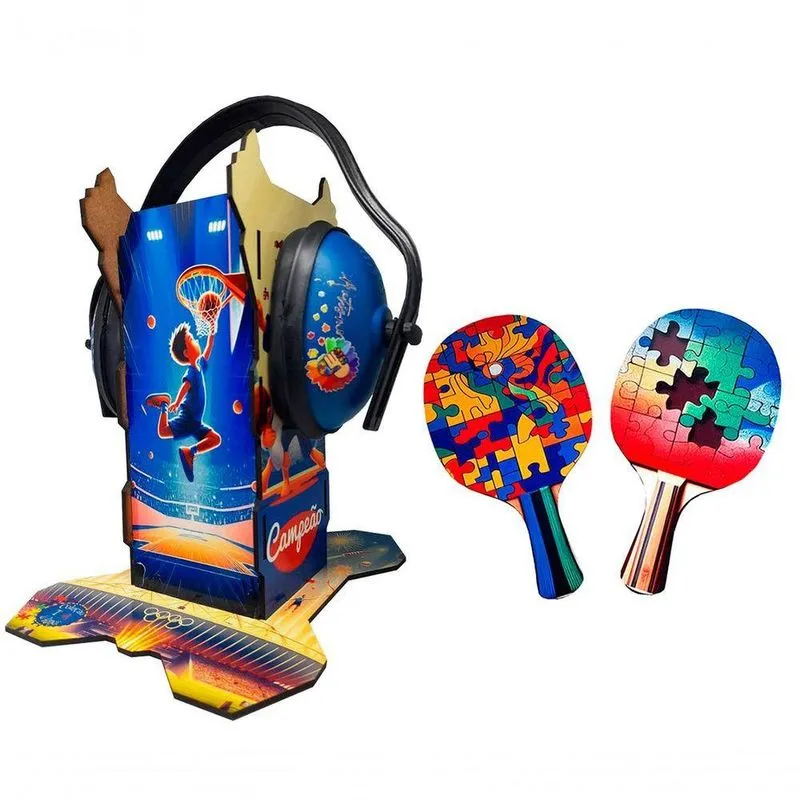 Suporte Para Abafador De Sons Super Atletas + Abafador + Kit Raquete Ping Pong