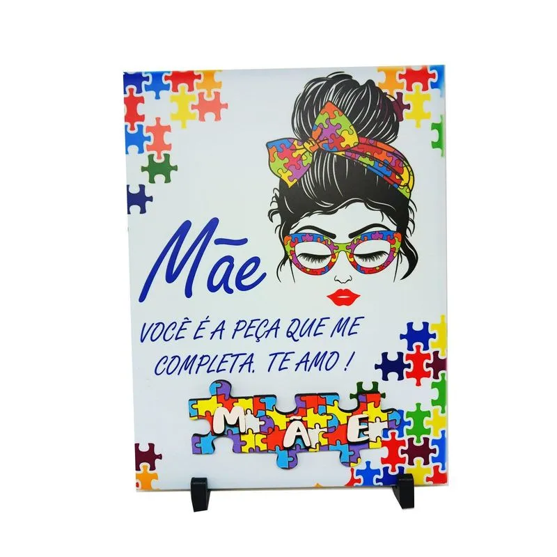Porta Retrato Presente Azulejo Dia Das Mães Autistas Mãe