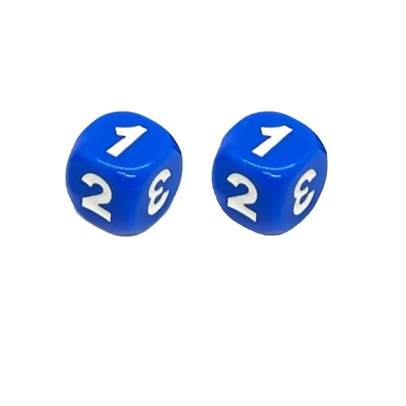 Kit 2 Dados Para Jogos De Tabuleiro Com 3 Números Cor Azul