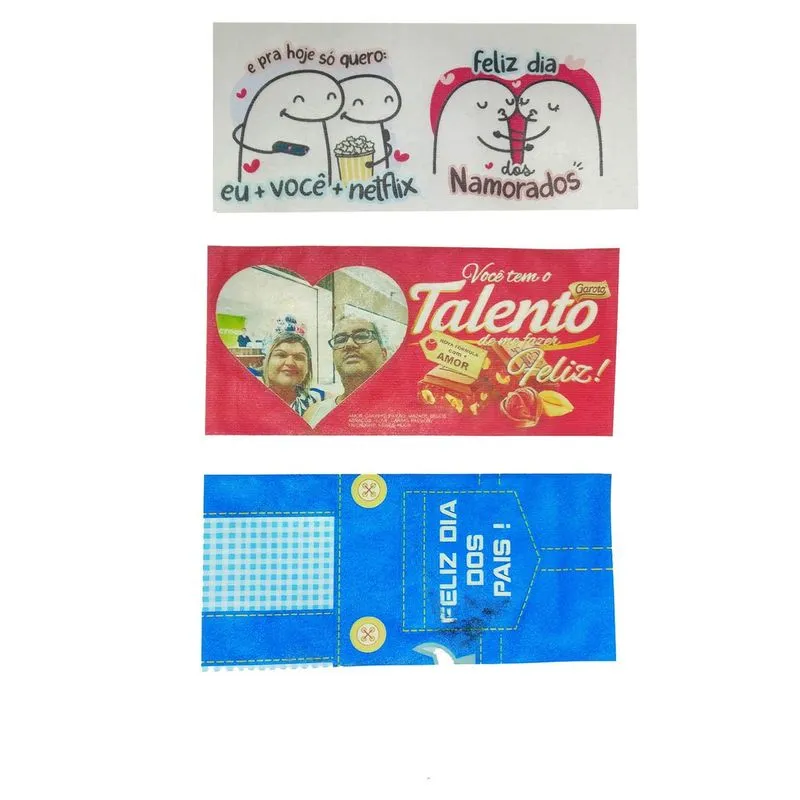 Serviço Impressão Comestivel Em Papel Arroz Barras Chocolate
