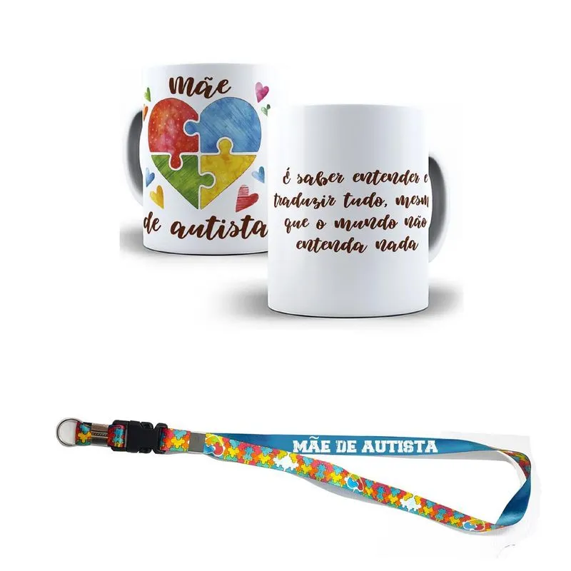 Kit Presente Sou Mãe Autista Caneca, Chaveiro E Cordão
