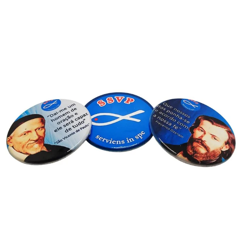 Kit 3 Bottons Personalizados Ssvp + Caneca Ser Vicentino