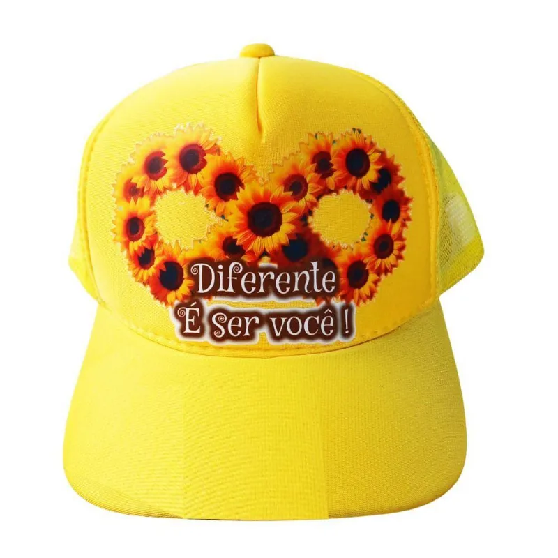 Boné Infantil Coleção Tea E Amor Infinity Yellow - Diferente É Ser Você 58cm Amarelo Para Crianças