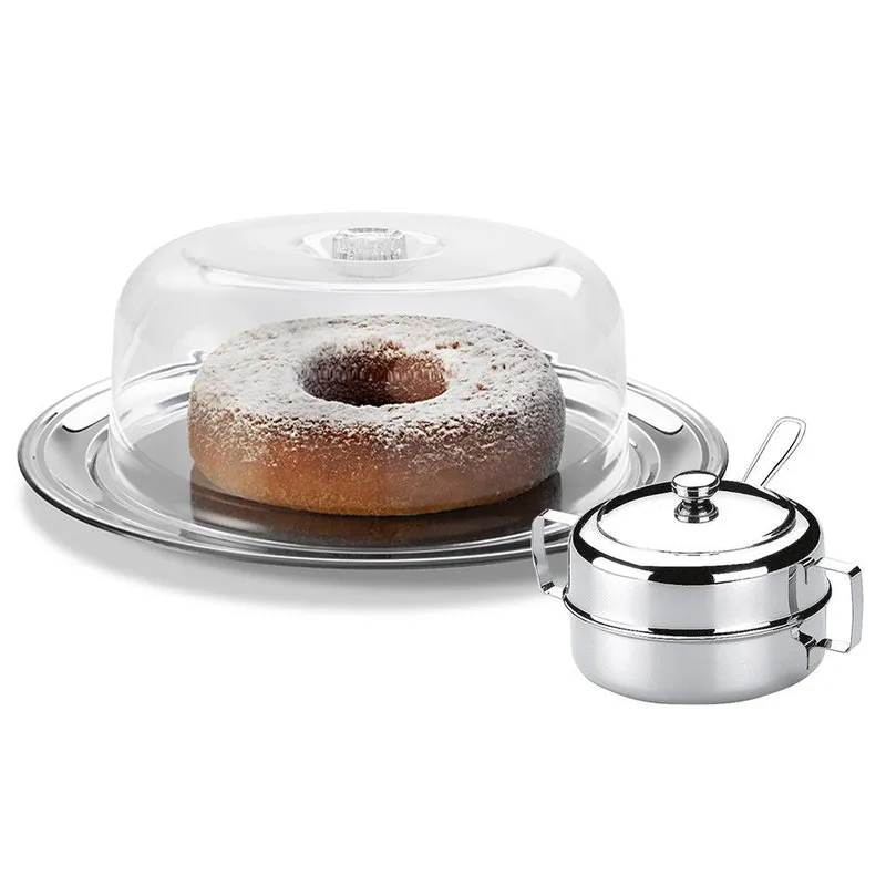 Conjunto Para Bolo Inox Açucareiro Aço Inox 4 Peças Brinox Conjunto Para Bolo Inox Açucareiro Aço Inox 4 Peças Brinox