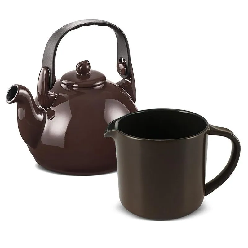 Kit Chaleira Fervedor Cerâmica Colonial Chocolate Ceraflame