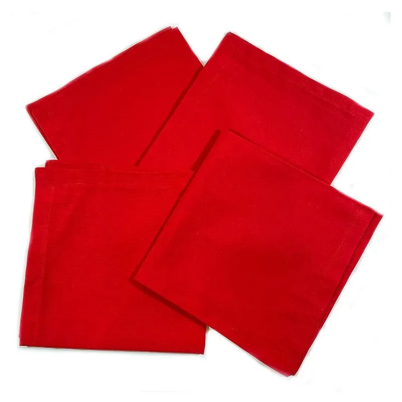 Kit 4 Guardanapos De Tecido Para Boca Vermelho Tricoline