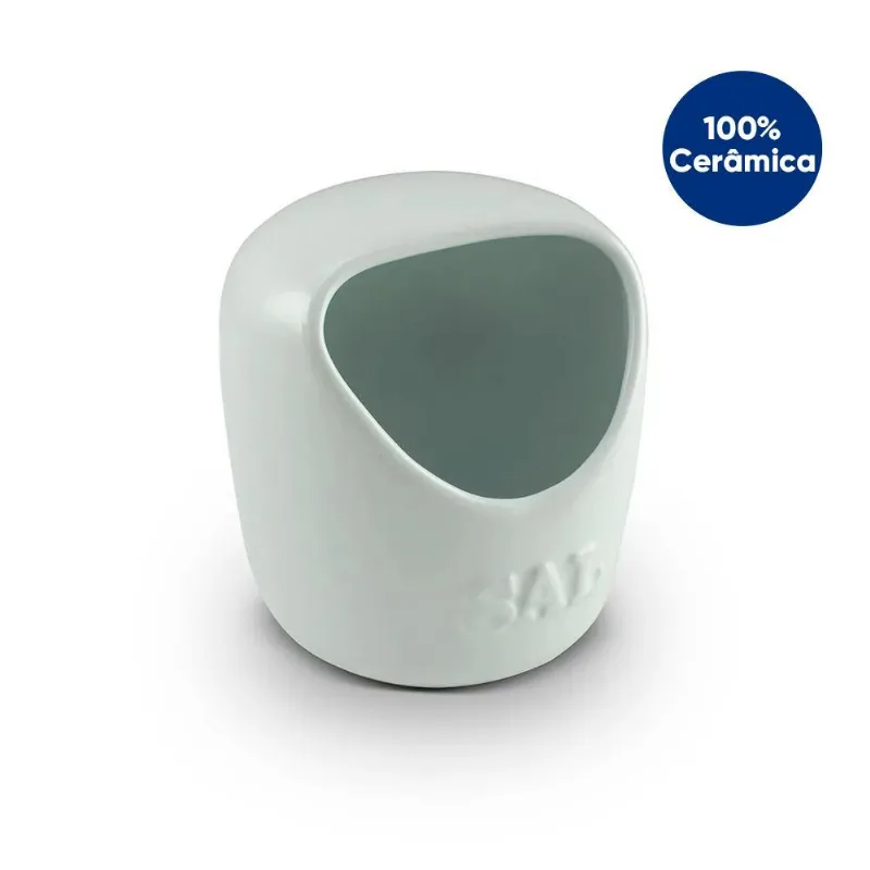 Saleiro Branco 650g Em Cerâmica Mondoceram Gourmet