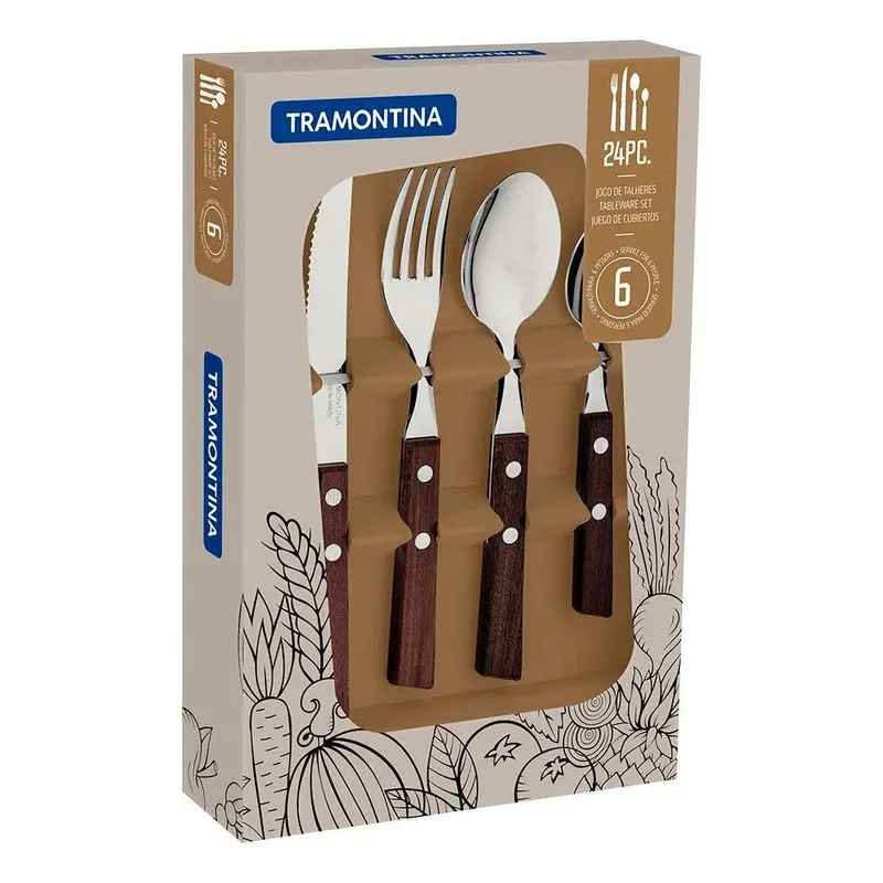 Conjunto De Talheres Aço Inox Tramontina Tradicional 24 Pçs